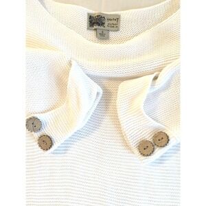 Habitat Clothes to Live In Sweater S   White Pullover Cotton Sustainable Beachy